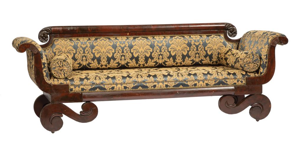 Appraisal: American Classical Carved Mahogany Sofa early-to-mid th c New York