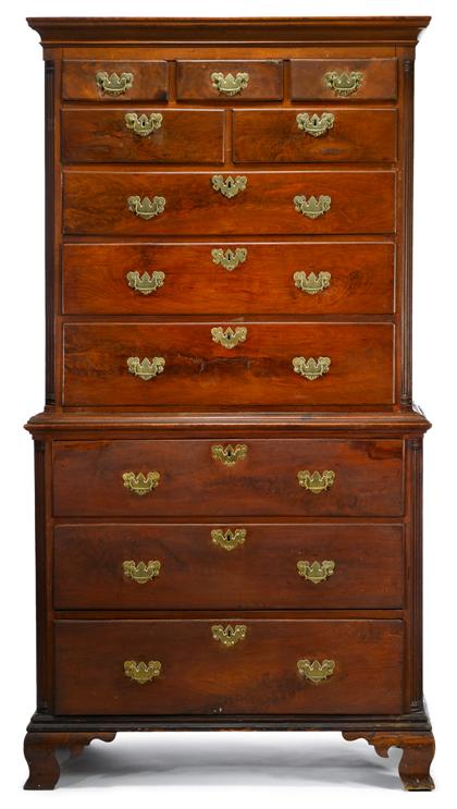 Appraisal: Chippendale figured walnut chest-on-chestphiladelphia pa circa