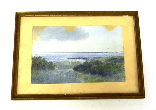 Appraisal: Charles Russell Loomis watercolor landscape with bay signed LL matted