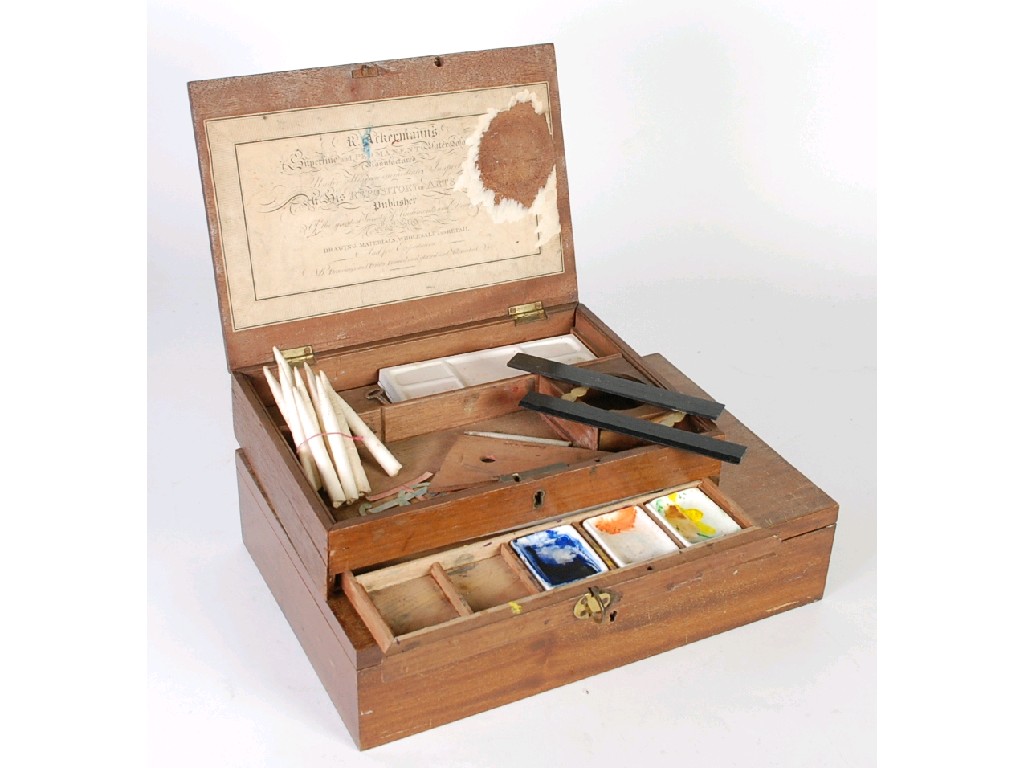 Appraisal: R ACKERMAN'S LATE NINETEENTH CENTURY MAHOGANY ARTISTS PAINT BOX the