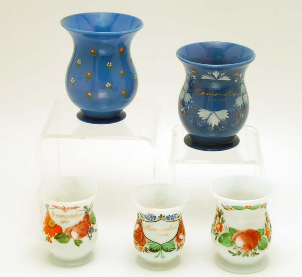 Appraisal: Five different examples of th century blown Bristol type glass