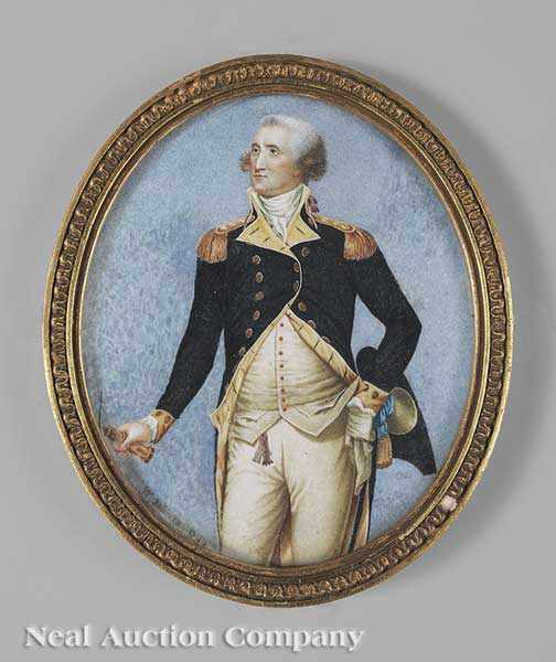 Appraisal: Walter Robertson Irish American - George Washington miniature watercolor on