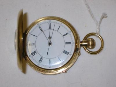 Appraisal: AN CT GOLD HALF HUNTER POCKET WATCH by Rotherham Sons