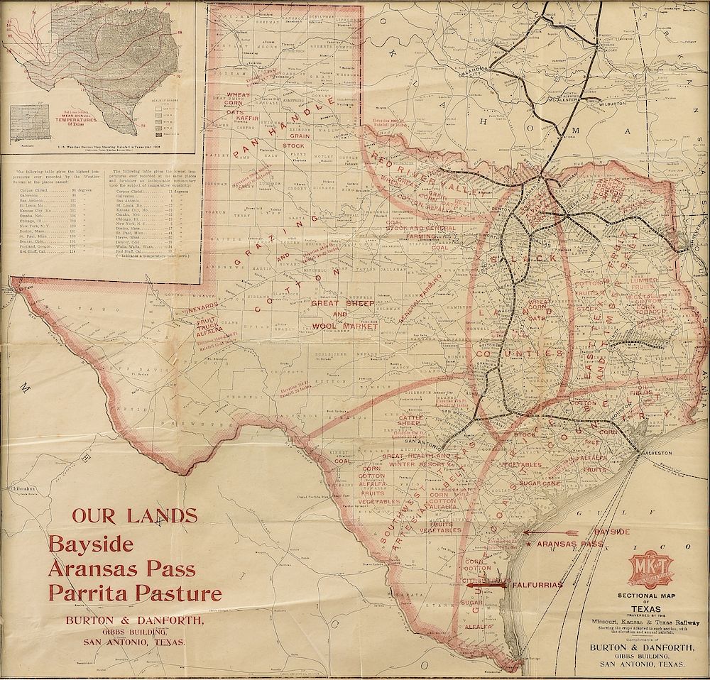 Appraisal: AN ANTIQUE MAP MK T Railway Sectional Map of Texas