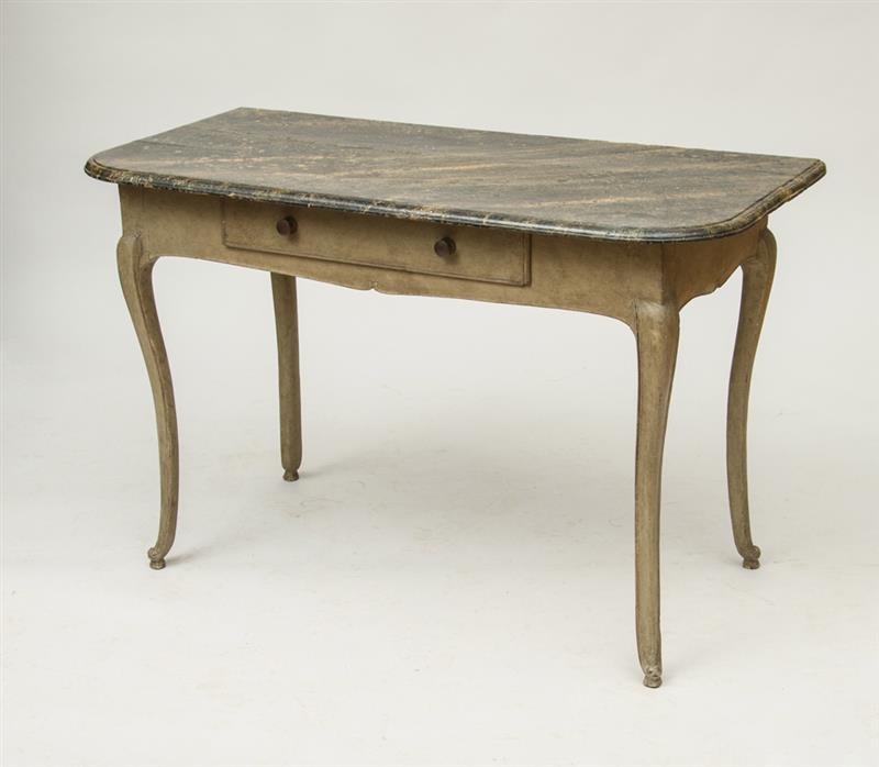 Appraisal: LOUIS XV PROVINCIAL PAINTED CONSOLE The rectangular faux marble top