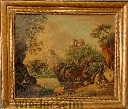 Appraisal: Oil on canvas laid on board Continental landscape painting th