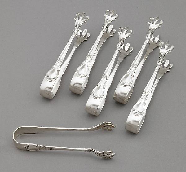 Appraisal: A set of six sterling sugar tongs Gorham Providence RI