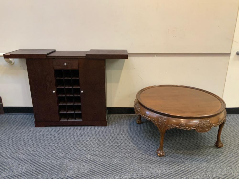 Appraisal: Modern Ebonized Wood Bar and a Chinese Round Coffee Table