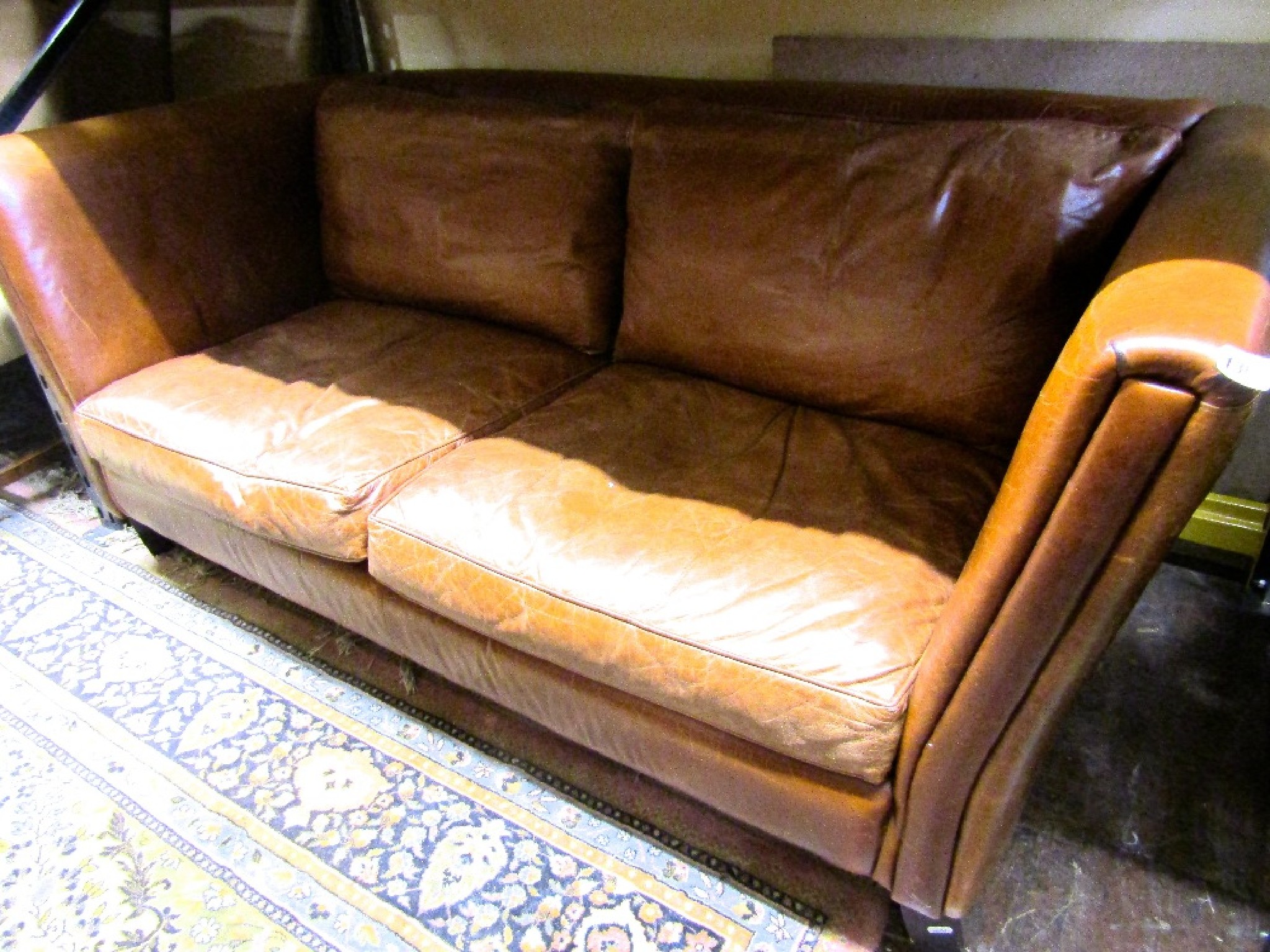 Appraisal: A good quality contemporary leather Laura Ashley sofa of club