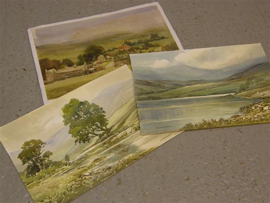 Appraisal: Keith Burtonshaw three watercolours Wharfedale The Pennines and Grasmere all