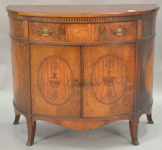 Appraisal: Mahogany half round cabinet with fitted drawer interior ht in