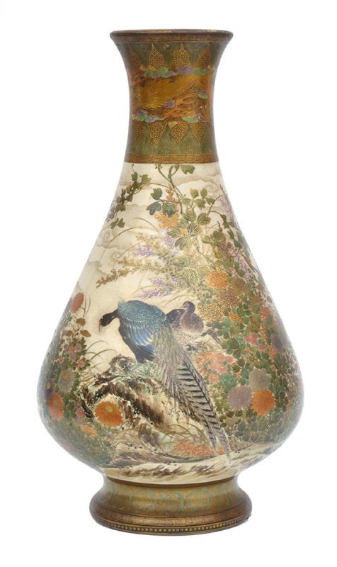 Appraisal: A LARGE SATSUMA VASE MEIJI PERIOD SIGNED SENZAN