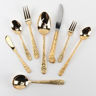 Appraisal: Ninety-Seven Piece Gold Plated Repousse Flatware Set Includes forks -