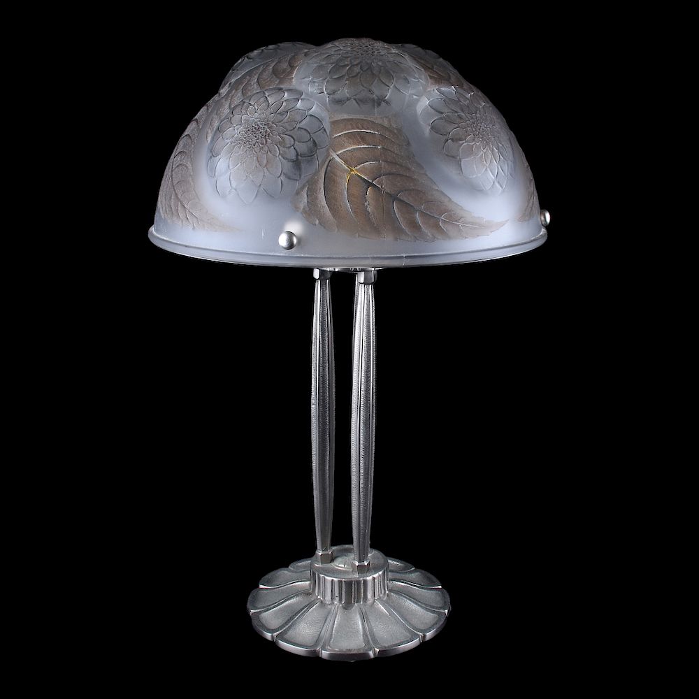 Appraisal: Art Deco Style Lamp with Czech Glass Shade Art Deco