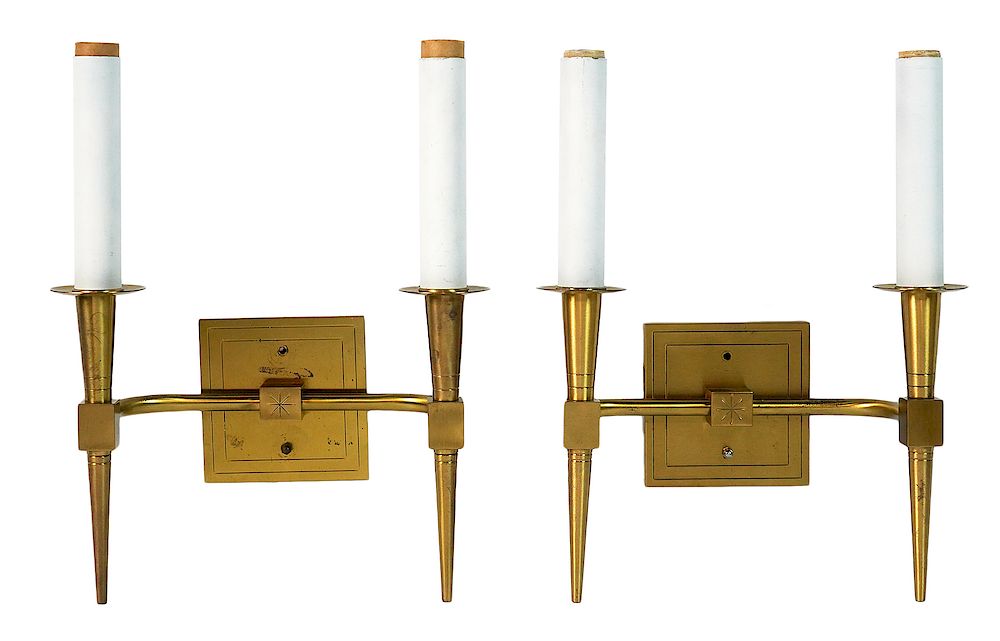 Appraisal: Pair Tommi Parzinger Brass Wall Sconces Pair of Tommy Parzinger