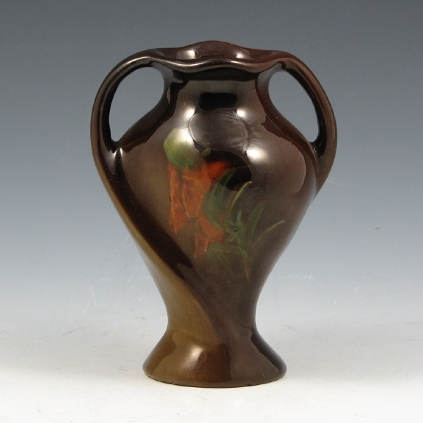 Appraisal: Roseville Rozane twist vase with handle and carnation decoration Marked