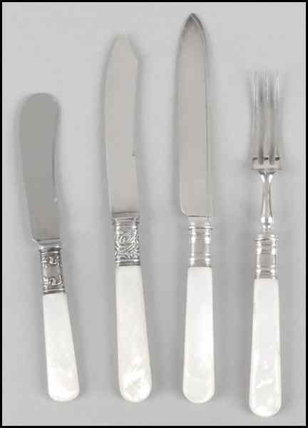 Appraisal: ELKINGTON MOTHER-OF-PEARL HANDLED FLATWARE SERVICE Comprised of twelve forks and