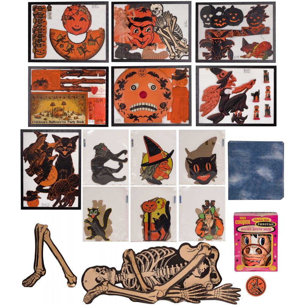 Appraisal: HALLOWEEN EPHEMERA ASSORTMENTOver items mostly die-cut paper and cardboard decorations