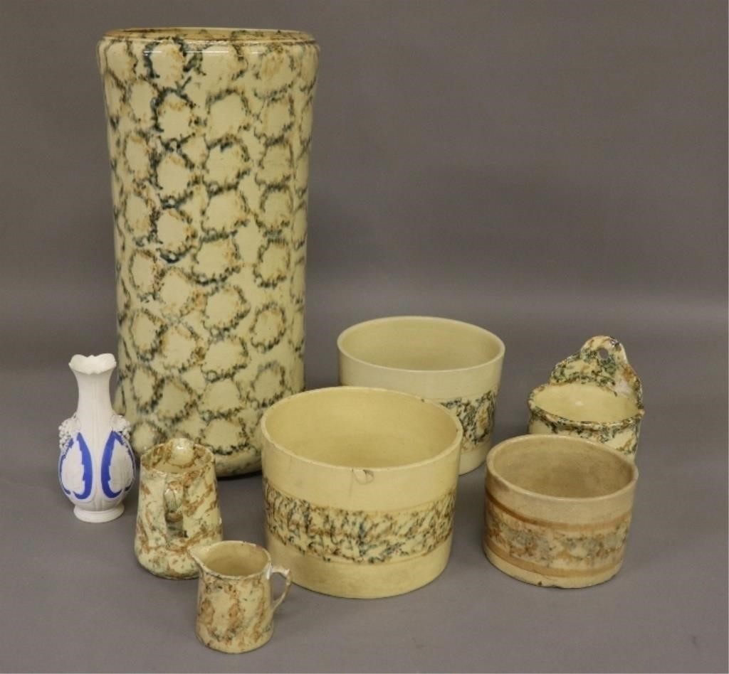 Appraisal: Seven pieces of spongeware Ohio Pottery etc to include a