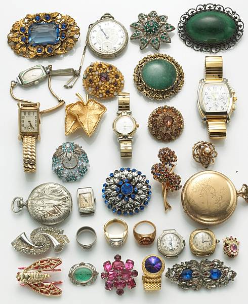 Appraisal: A collection of costume jewelry gold filled and metal watches