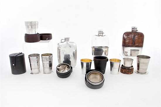 Appraisal: American sterling flasks and travel cups circa comprising flasks H