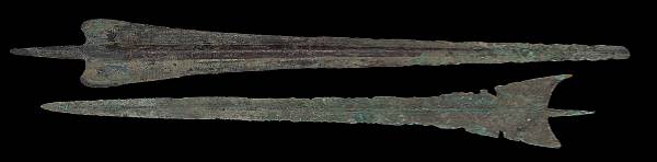 Appraisal: A lot of two Bronze Age spear headsprobably Luristani circa