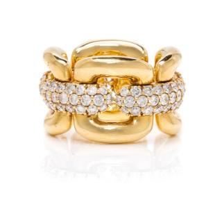 Appraisal: An Karat Yellow Gold and Diamond Link Ring Crivelli dwts