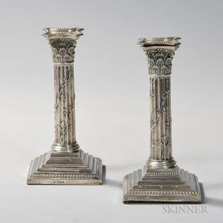 Appraisal: Pair of Edward VII Sterling Silver Candlesticks Sheffield - Walter