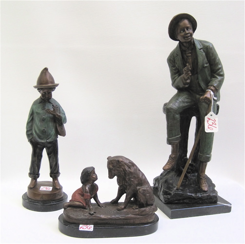 Appraisal: THREE POLYCHROME BRONZE SCULPTURES one inscribed on reverse Farnsworth H