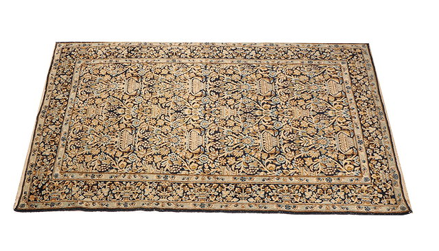 Appraisal: A PERSIAN BLUE GROUND RUG with a repeating motif of