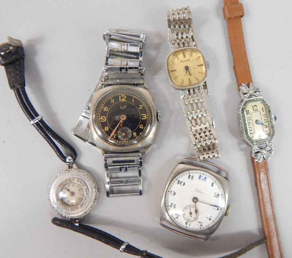 Appraisal: A selection of ladies wristwatches to include a Lip in