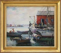 Appraisal: JESSIE GARY BRADLEY American th Century ROCKPORT HARBOR VIEW Oil