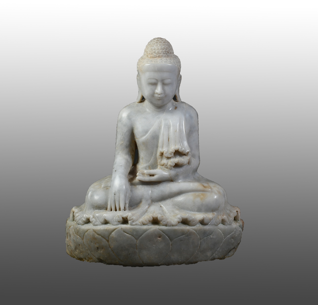 Appraisal: EXCEPTIONAL LARGE CARVED MARBLE BUDDHA SCULPTURE Approximately '' in height