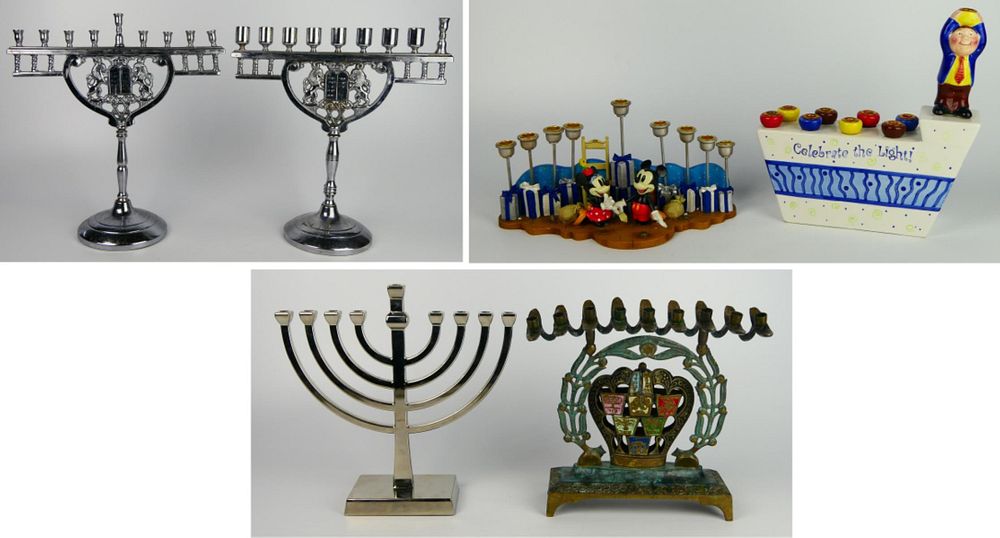 Appraisal: COLLECTION OF MENORAHS of them are of chrome and or