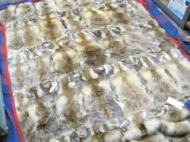 Appraisal: NATURAL FUR BED THROW comprised of approximately forty rabbit or