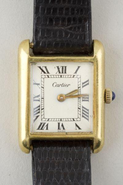 Appraisal: Vintage Cartier Tank Watch KT electroplate monogrammed BAK en verso