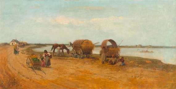 Appraisal: STREITT FRANCISZEK Brody - Munich Figure resting with lifestock wagon