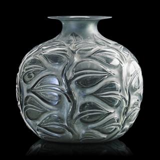 Appraisal: LALIQUE Sophora vase smoky topaz glass LALIQUE Sophora vase France