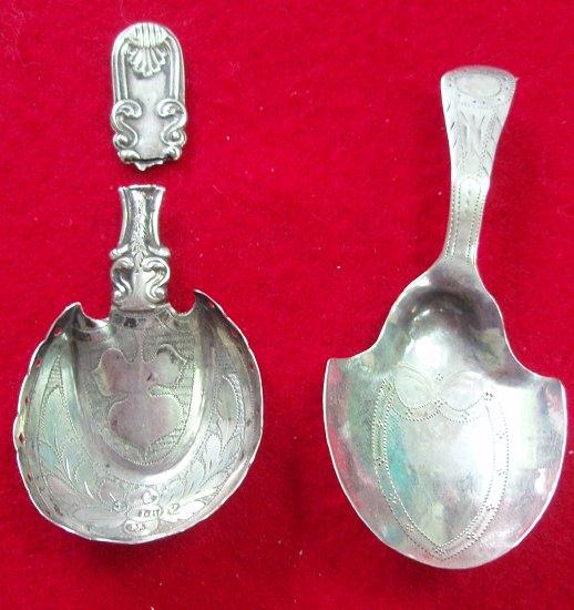 Appraisal: A caddy spoon IT Birmingham with bright cut decoration throughout