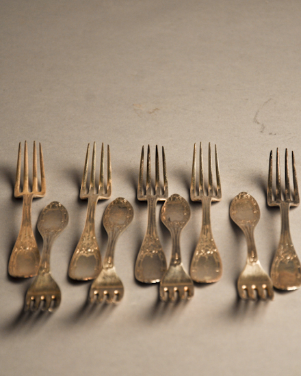 Appraisal: Nine Albert Coles Coin Silver Forks New York - unmonogrammed