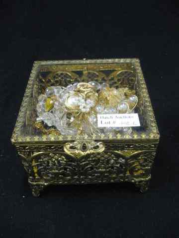 Appraisal: Italian Metalwork Jewelry Box with costumejewelry