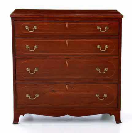 Appraisal: Federal inlaid walnut chest of drawers Pennsylvania or Southern circa