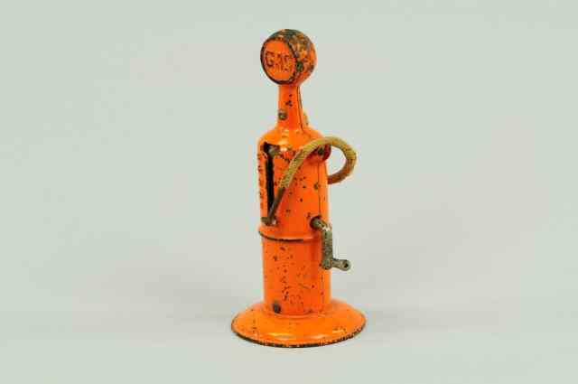 Appraisal: GAS PUMP Cast iron painted orange marked ''Gas'' in raised