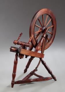 Appraisal: American Carved Walnut and Oak Spinning Wheel Jul American Carved