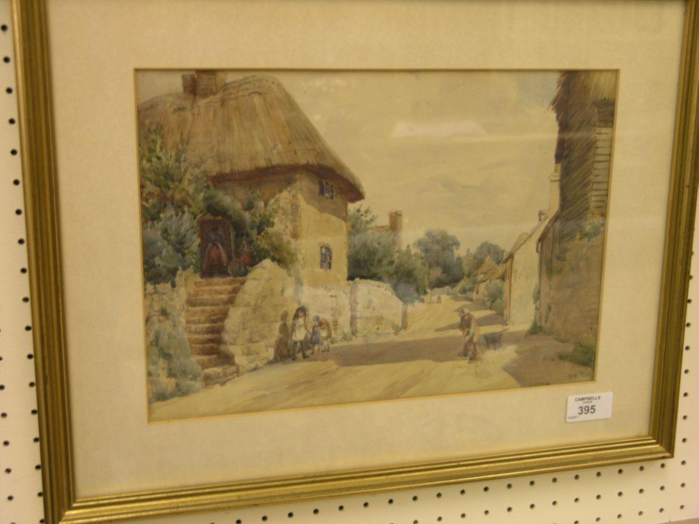 Appraisal: S Jepson - watercolour street view of Burpham leading to