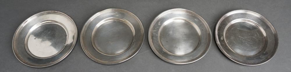 Appraisal: FOUR STERLING SILVER BREAD PLATES D IN CM COMBINED OZTFour