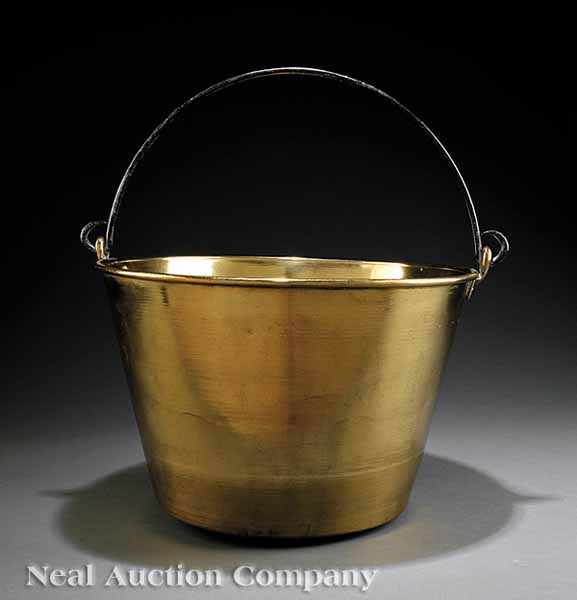 Appraisal: A Large English Brass Cauldron Fire Bucket rubbed maker's mark