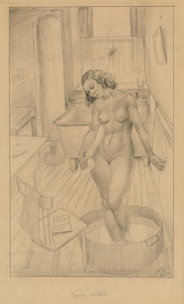 Appraisal: ALLAN ROHAN CRITE - Magazine and Bath Pencil and graphite