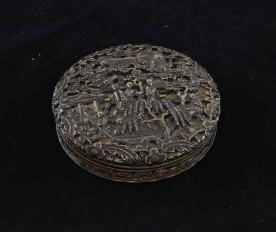 Appraisal: A Chinese export carved horn circular box and cover mid