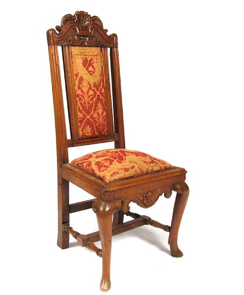 Appraisal: A Continental Baroque style carved walnut side chair height ft